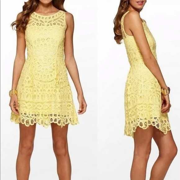 NWT LILLY PULITZER FOLEY LACE SMALL STARFRUIT YELLOW GORGEOUS!! MSRP $398 - Picture 1 of 15